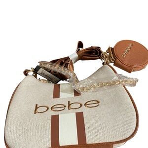 Bebe Tan and White caramel Women's Bag crossbody coin pouch